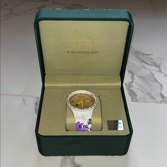 A Bathing Ape (BAPE) x Swatch Watch with Gold Dial - Picture 1 of 7